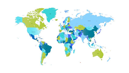 World map. Modern color vector map. Silhouette map.	