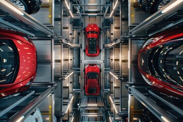 Efficient automated car parking system maximizes parking spaces.