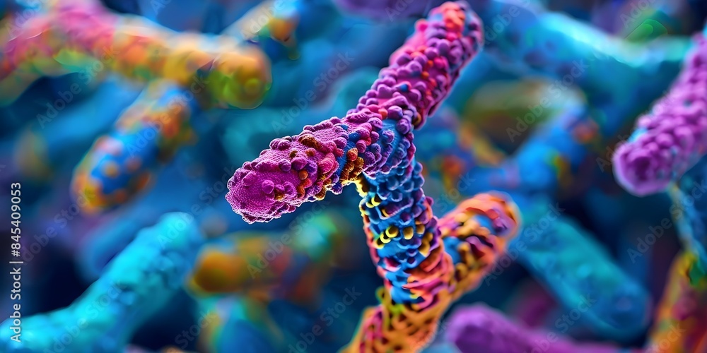 Aufkleber microscopic view of colorful chromosomes representing genetic material in biological science. concep