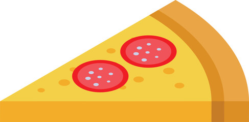 Simple illustration featuring a single slice of pepperoni pizza on a white background