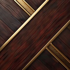 Elegant Mahogany Wood Grain with Gilded Inlays for Luxury Office Decor Background