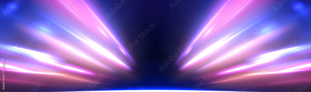 Poster magic sparkling trails of comet. luminous lines on transparent background. abstract neon color glowi