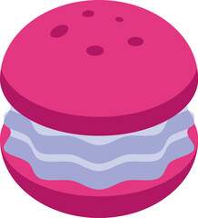 Pink macaron with blueberry cream filling is making your mouth water