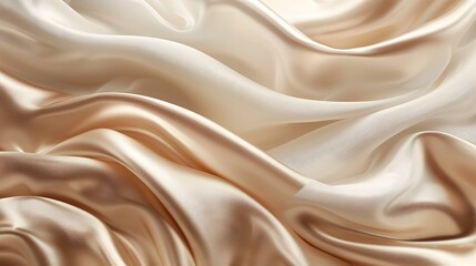 Obraz premium Elegant Champagne Colored Satin Fabric Background for Luxury Cosmetics Advertising