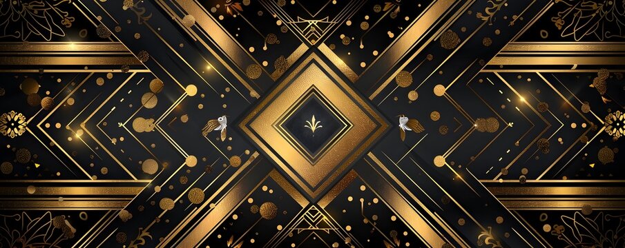 Elegant Art Deco Inspired Gold and Black Geometric Luxury Background Design