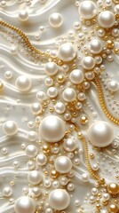 Luxurious Pearl and Gold Beaded Pattern for Bridal Designs Concept