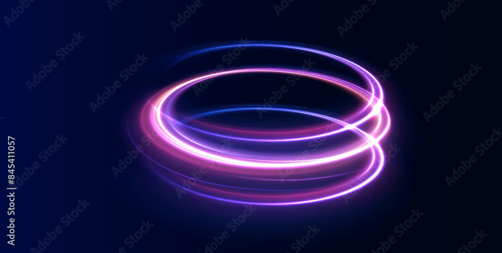 Aufkleber Neon ellipse in the form of speed. Glowing spiral. Abstract neon color glowing lines background. The energy flow tunnel. Shine round frame with light circles light effect.