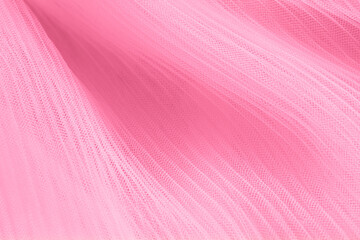 closeup of pink corrugated organza textured background