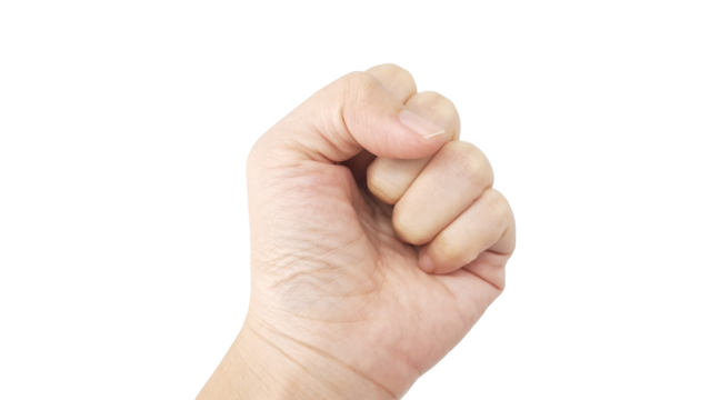 Close-up of a Human Fist on Transparent Background