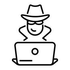 Here is a line icon of online fraud 