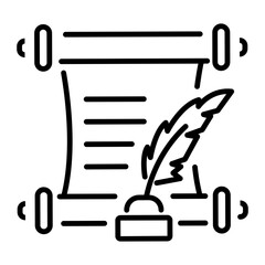 Here is an outline icon of quill writing 