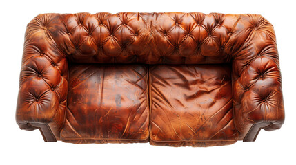 Naklejka premium Top View of Brown Leather Sofa