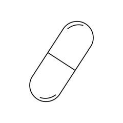 Vector minimalistic black pill capsule icon on a white background.
