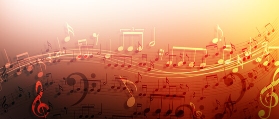 Abstract music design background with musical notes © S-HadjAmar