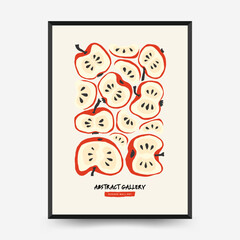 Abstract fruits posters template. Modern trendy Matisse minimal style. Exotic Healthy Food. Hand drawn design for wallpaper, wall decor, print, postcard, cover, template, banner.