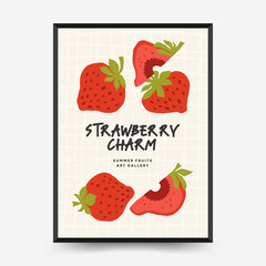 Abstract fruits posters template. Modern trendy Matisse minimal style. Exotic Healthy Food. Hand drawn design for wallpaper, wall decor, print, postcard, cover, template, banner.