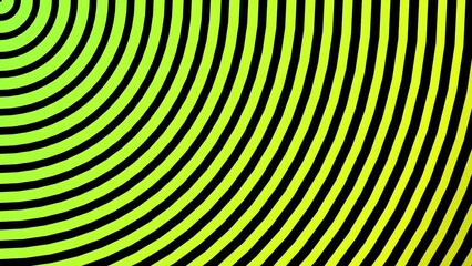 Animation of green yellow gradient radio waves spreading, alpha channel. Circle radiation wave out from the corner. animated background for ads