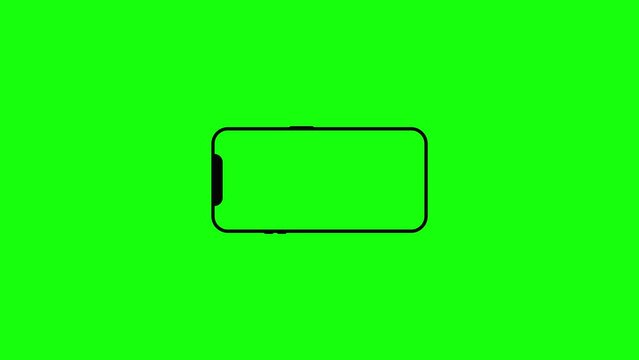 Empty Mobile or Smartphone mockup green screen animation footage in horizontal in 4k for advertisement design. Cellphone front