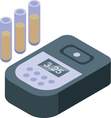 Digital ph meter is measuring the acidity of a liquid solution using test tubes in a laboratory