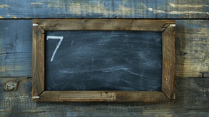 Blackboard displaying the numeral 7