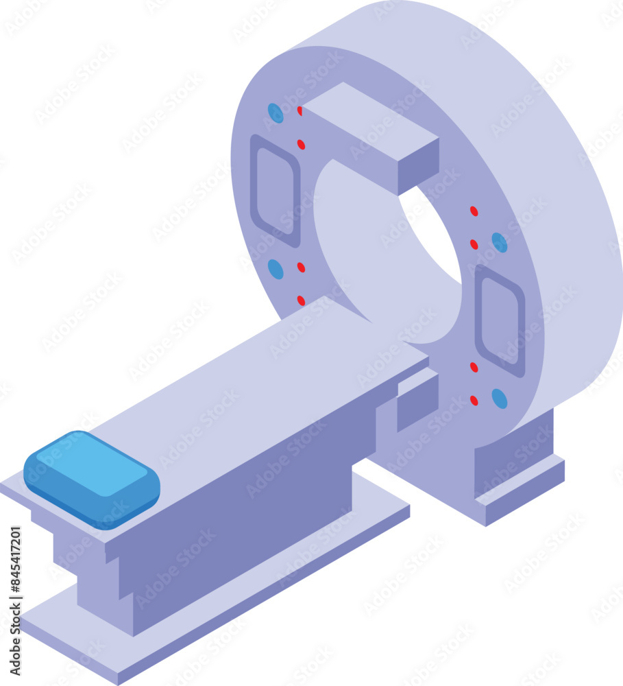 Poster magnetic resonance imaging scanner with modern design and empty table