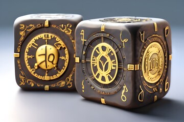 오래된 나무 큐브