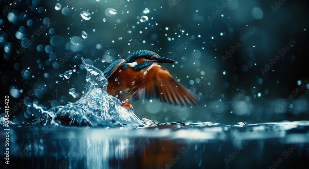 Wall mural Avian Splendor A Kingfisher Colorful Splash