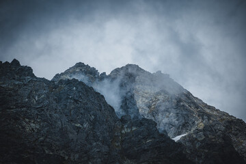 Great mountains, blue sky a white clouds in national park. National park High Tatras.