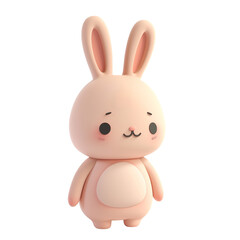 Obraz premium Adorable 3D cartoon rabbit character with a cute expression, featuring large ears and blushing cheeks, perfect for animations and designs. PNG No Background