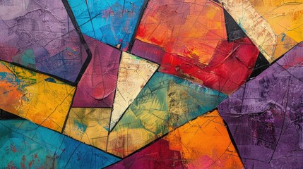 Naklejka premium A colorful stained glass background with vibrant colors, intricate patterns and abstract background of cracked rock stone texture. Generative AI
