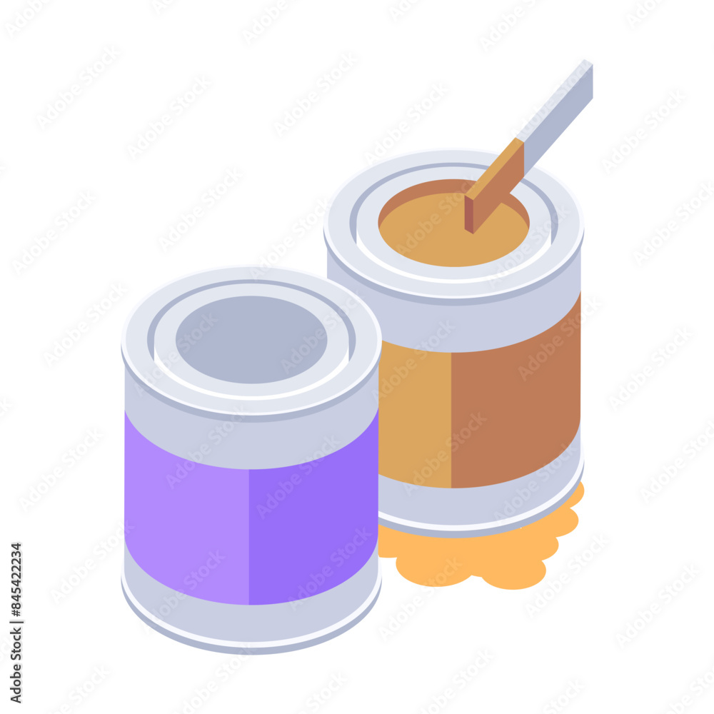 Wall mural easy to edit isometric icon of paint cans