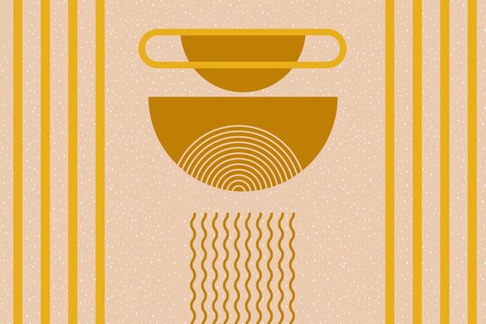 Fototapeta Geometric shapes in warm earth tones with texture