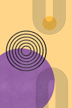 Abstract geometric artwork with circles and lines