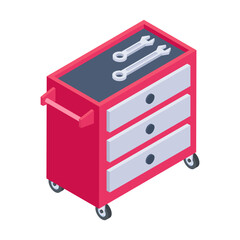 Handy isometric icon of a cabinet trolley 

