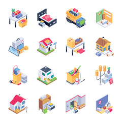 Handy Isometric Icons of Resettlement

