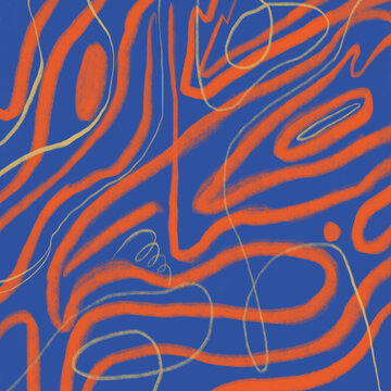 Abstract swirls and strokes on vibrant background