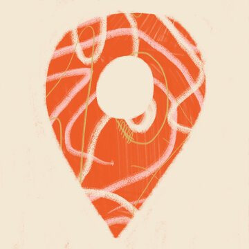Abstract map pin icon illustration in warm tones