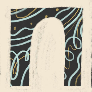 Abstract pastel pattern with playful lines and shapes