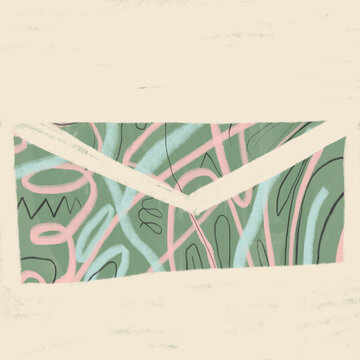 Abstract doodle pattern envelope illustration