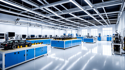 Fototapeta premium Pictures of factories, workshops, production lines, automotive laboratories, automotive automated production lines, modern workshops