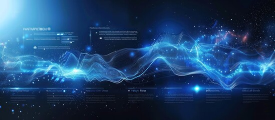 Obraz premium Blue layout futuristic brochures, flyers, placards. Contemporary science and digital technology concept. Vector template for brochure or cover with hi-tech elements background.