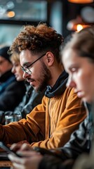 Young Professionals Participating in a Digital Networking Event with Dedicated App