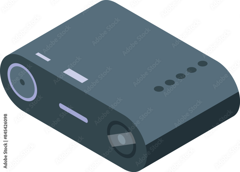 Poster modern digital projector for showing presentations at business conferences or lectures in university