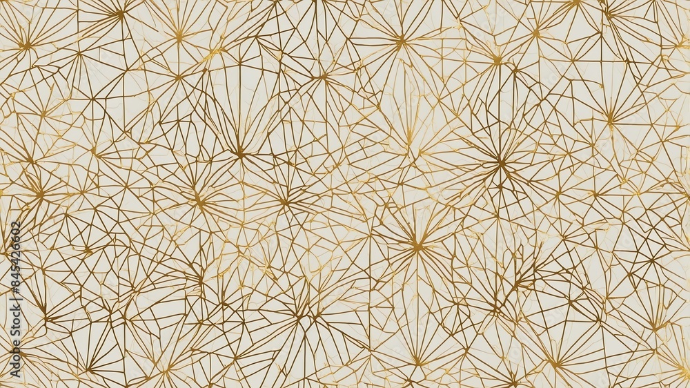 Wall mural modern simple geometric linear pattern with gold line background