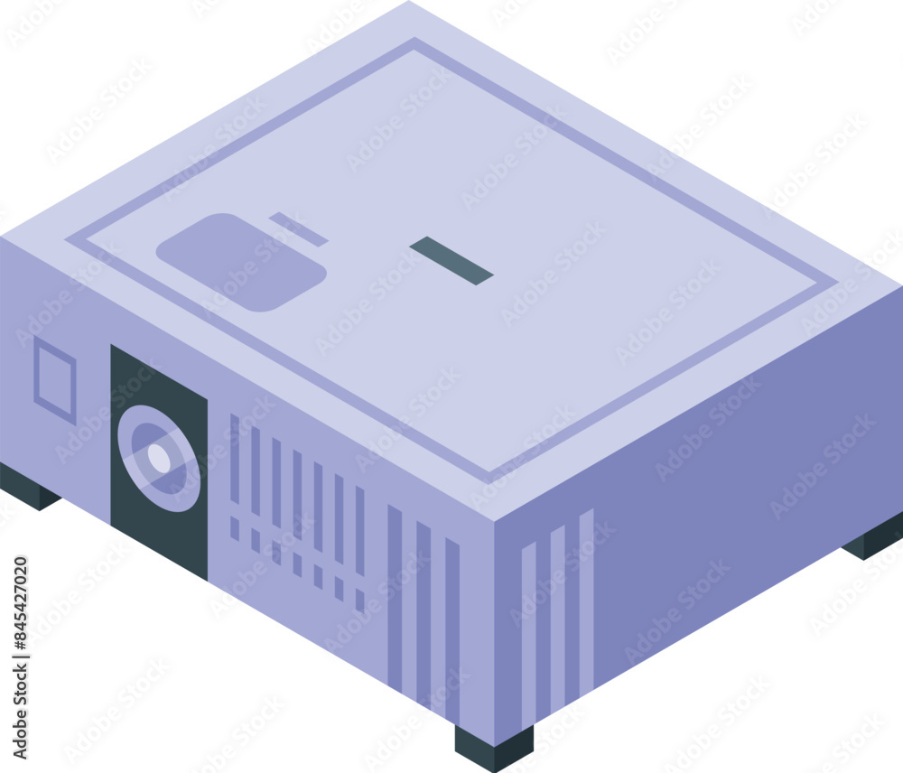 Poster modern projector is projecting an image with a high quality lens