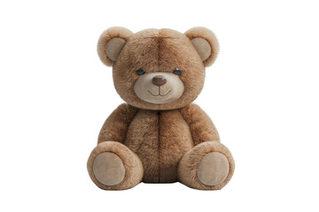 Fototapeta premium Cute, fluffy brown teddy bear sitting upright, perfect for children and collectors. High-resolution image isolated on transparent background.