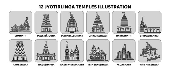 12 jyotirlinga temple icons