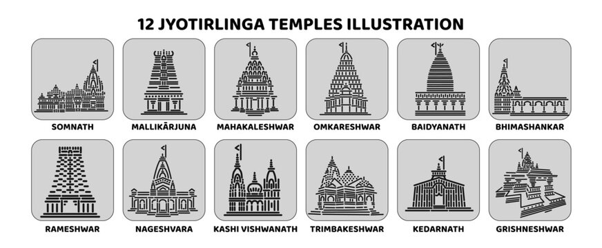 12 jyotirlinga temple icons