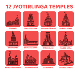 12 jyotirlinga temple icons