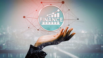 Finance and Money Transaction Technology Concept. Icon Graphic interface showing fintech trade...